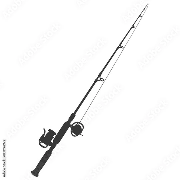 Obraz silhouette fishing rod black color only