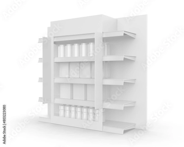 Fototapeta Supermarket Shelf Stopper Banner Display for design presentation. 3d illustration.
