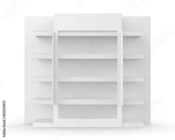 Fototapeta Supermarket Shelf Stopper Banner Display for design presentation. 3d illustration.