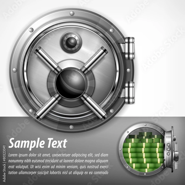 Obraz Bank vault on white & text