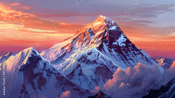 Obraz Mount Everest illustrations AI generate image