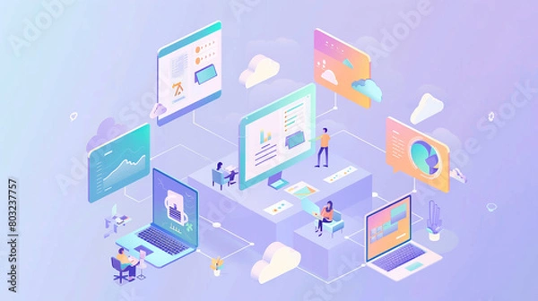 Fototapeta  cloud-based collaboration tools and platforms, enabling remote teams to communicate, share, and collaborate in real time from anywhere in the world.
