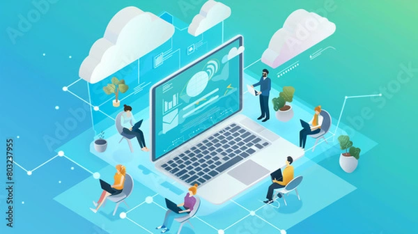 Fototapeta  cloud-based collaboration tools and platforms, enabling remote teams to communicate, share, and collaborate in real time from anywhere in the world.