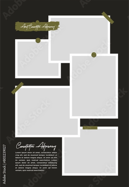 Fototapeta Pictures or photos frame collage abstract photo frames and digital photo wall template