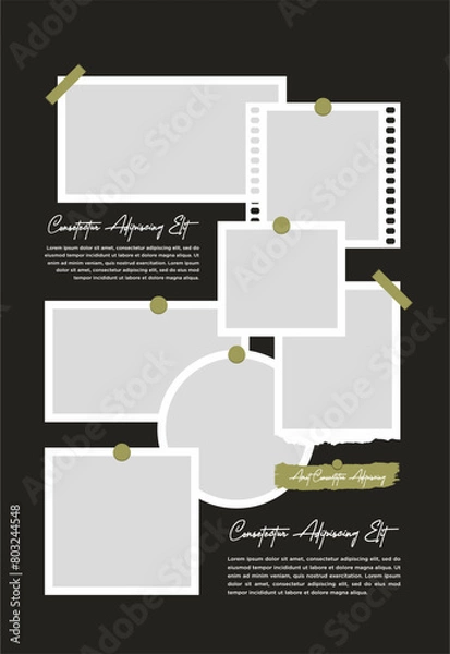 Fototapeta Pictures or photos frame collage abstract photo frames and digital photo wall template