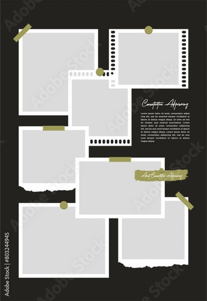 Fototapeta Pictures or photos frame collage abstract photo frames and digital photo wall template