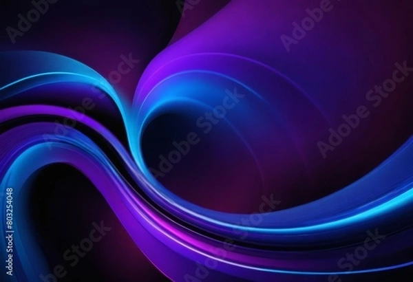 Fototapeta Abstract futuristic dark background with smooth flowing curves in white, blue and purple neon colours