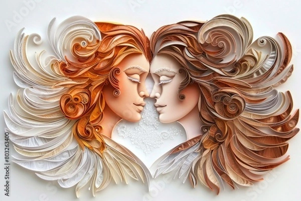 Fototapeta Image of two women with long red hair, suitable for various concepts and designs
