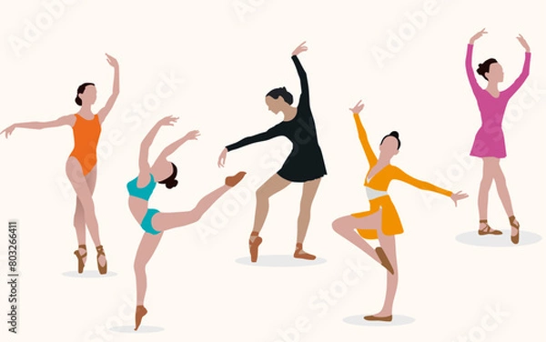 Obraz Vector illustration silhouettes of expressive dance people dancing. Dancer.