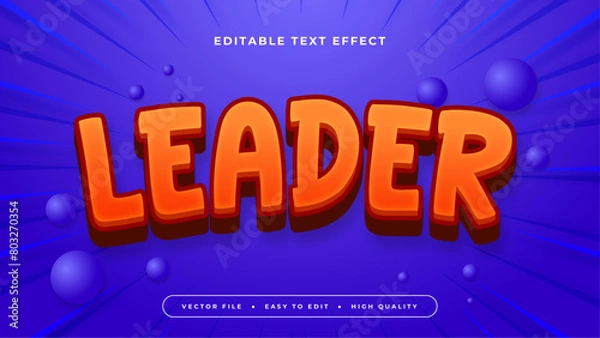 Fototapeta Red orange and blue leader 3d editable text effect - font style
