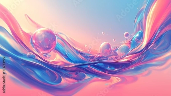 Obraz Abstract background pink - blue fluid bubbles