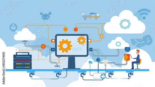 Fototapeta  cloud-based continuous integration and continuous delivery (CI/CD), with automated pipelines facilitating the rapid and reliable deployment of software applications. 