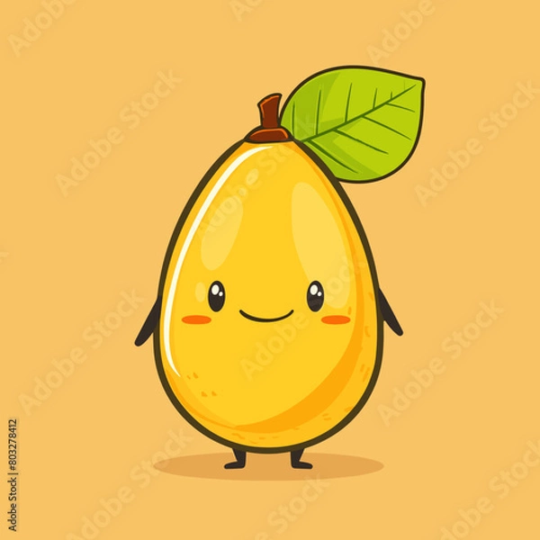 Fototapeta A cartoon Carambola with a leaf on top