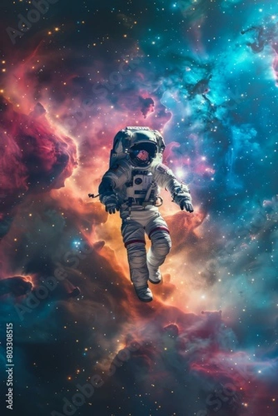 Fototapeta Astronaut in Colorful Nebula