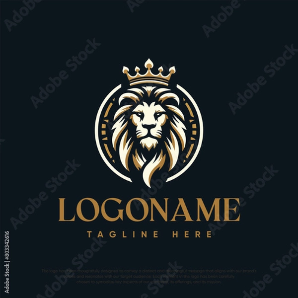 Obraz  Lion with crown logo template
