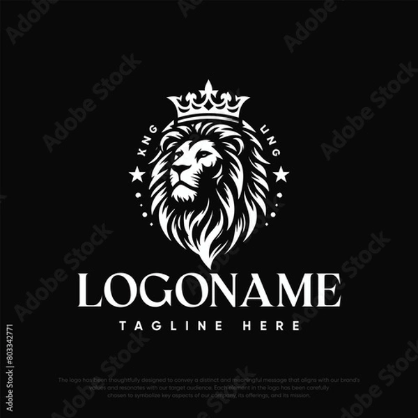 Obraz  Lion with crown logo template
