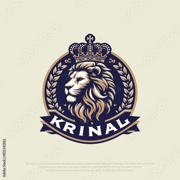 Obraz  Lion with crown logo template
