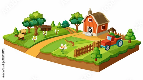 Fototapeta Rustic Farmland As you drive through the county you pass by vast farmland the heart of the local economy. The fields are filled with rows of crops and. Cartoon Vector
