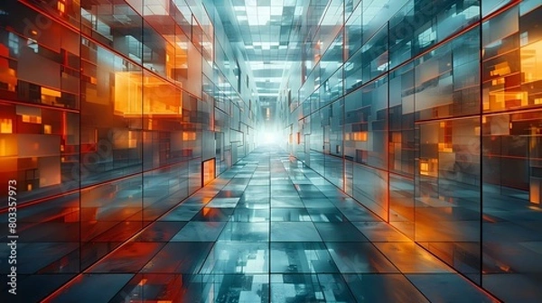 Obraz Abstract Futuristic City: Complex Cubic Architectural Composition