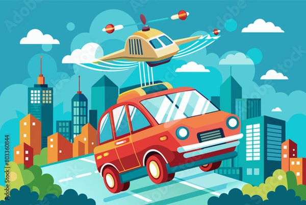 Fototapeta self-driving flying car that offers personalized, on-demand transportation
