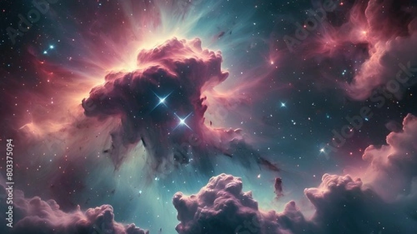 Fototapeta Abstract background image of galaxy with nebulas and interstellar clouds with a unique design and color