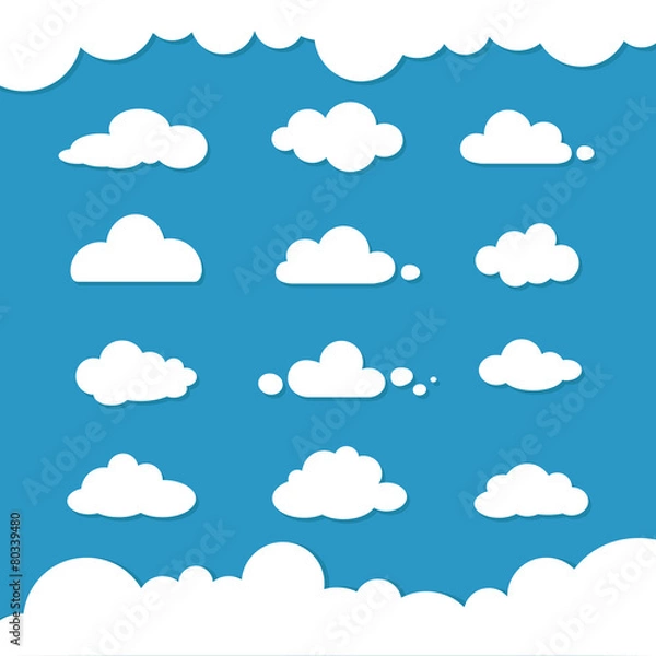 Obraz Flat design clouds capes collection set. Flat shadows. Clouds, f