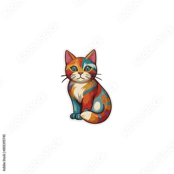 Fototapeta Cat vector breeds cute pet animal set illustration. Different type of vector cats