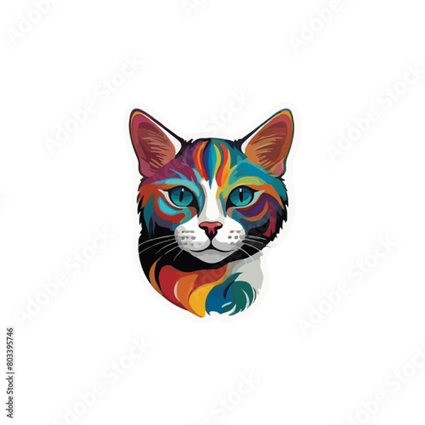 Fototapeta Cat vector breeds cute pet animal set illustration. Different type of vector cats