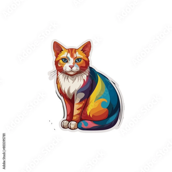 Fototapeta Cat vector breeds cute pet animal set illustration. Different type of vector cats