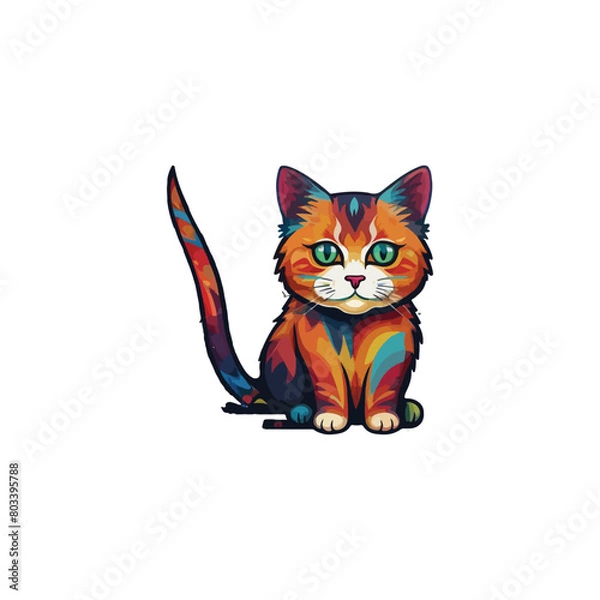 Fototapeta Cat vector breeds cute pet animal set illustration. Different type of vector cats
