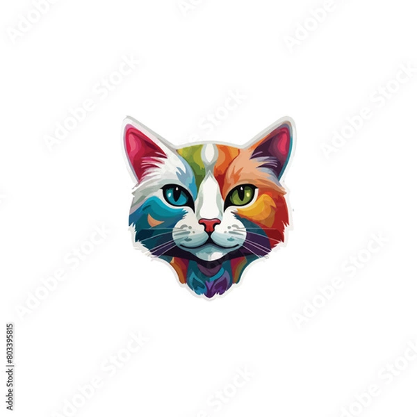 Fototapeta Cat vector breeds cute pet animal set illustration. Different type of vector cats