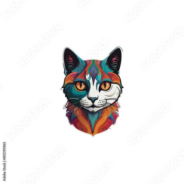 Fototapeta Cat vector breeds cute pet animal set illustration. Different type of vector cats