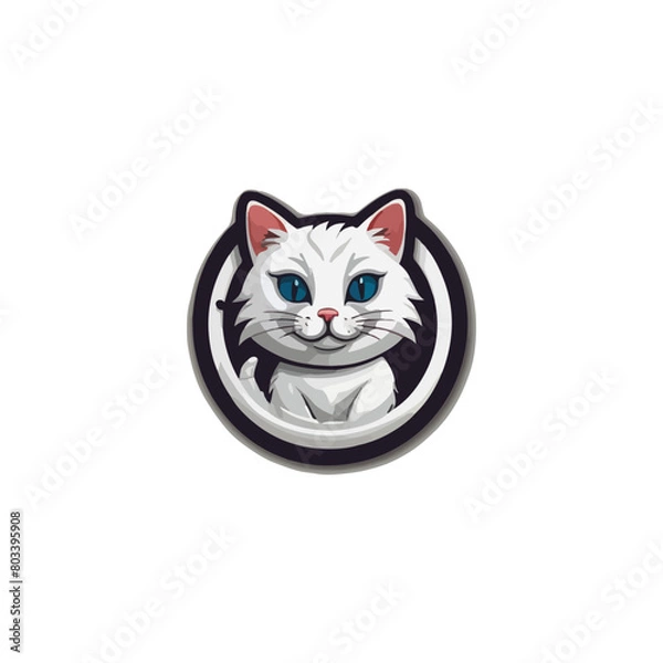 Fototapeta Cat vector breeds cute pet animal set illustration. Different type of vector cats