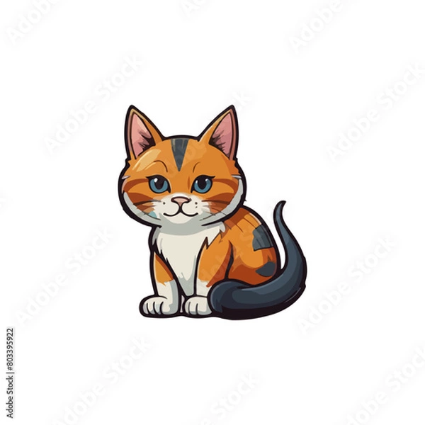 Fototapeta Cat vector breeds cute pet animal set illustration. Different type of vector cats