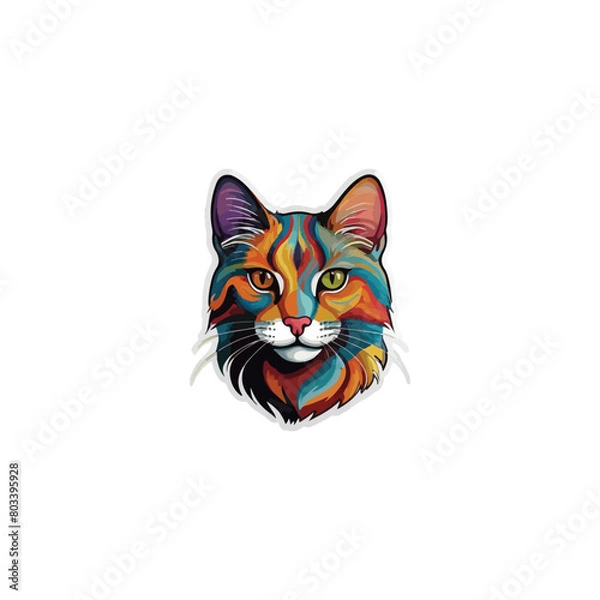 Fototapeta Cat vector breeds cute pet animal set illustration. Different type of vector cats