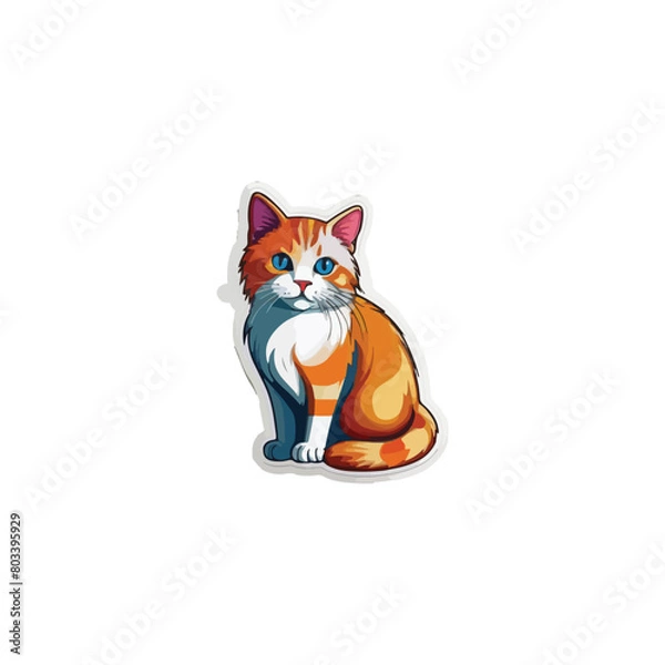 Fototapeta Cat vector breeds cute pet animal set illustration. Different type of vector cats