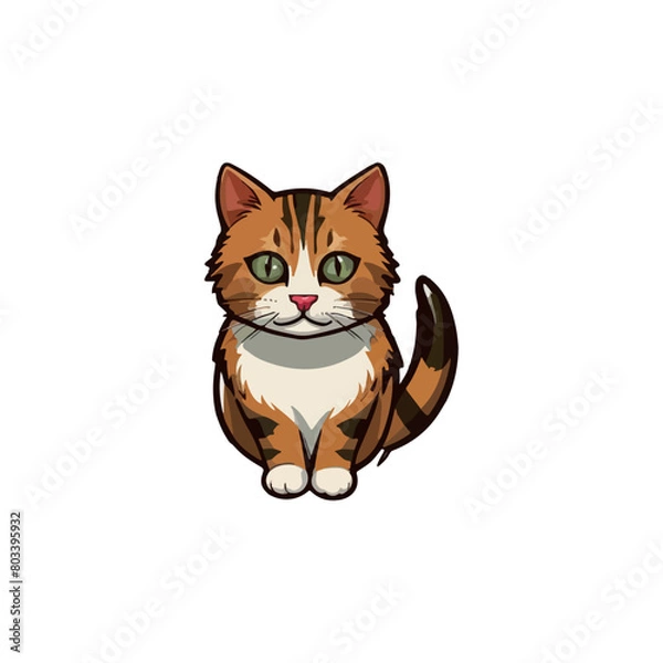 Fototapeta Cat vector breeds cute pet animal set illustration. Different type of vector cats