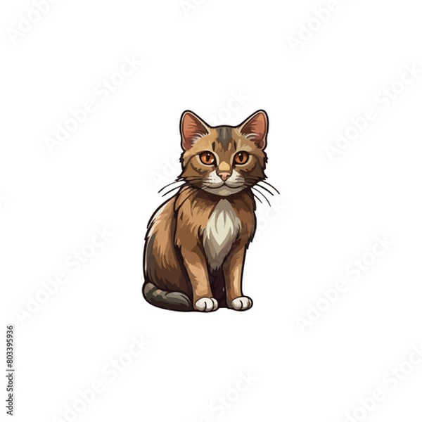 Fototapeta Cat vector breeds cute pet animal set illustration. Different type of vector cats