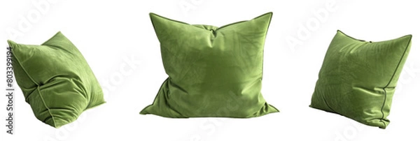 Fototapeta Green pillow, different versions, set, transparent or isolated on white background