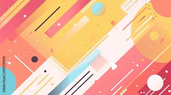 Fototapeta creative colorful geometric shape triangle circle dot and line with grungy noise texture, minimal modern trend design elements abstract background, banner , flyers design, Generative Ai	