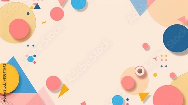 Obraz creative colorful geometric shape triangle circle dot and line, minimal modern trend design elements abstract background, banner , flyers design, Generative Ai