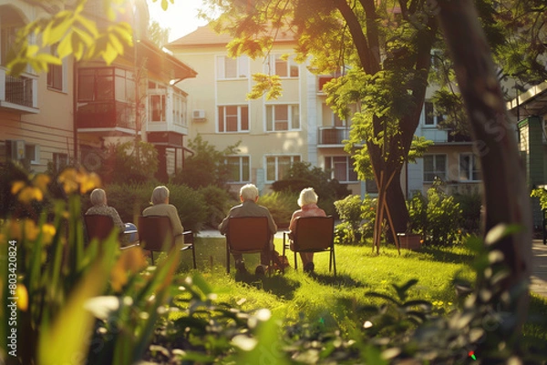 Obraz happy senior people in care home