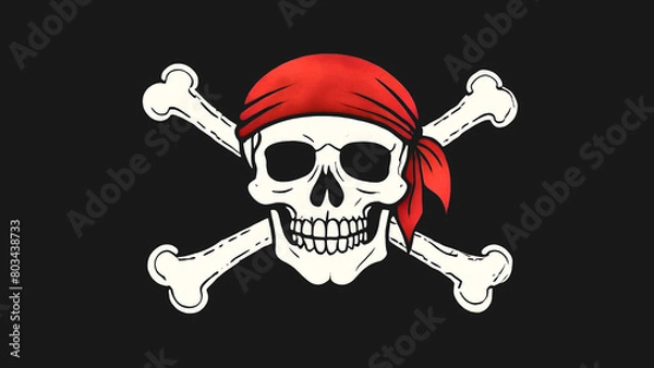 Fototapeta Pirate Red Bandana Flag, generative AI