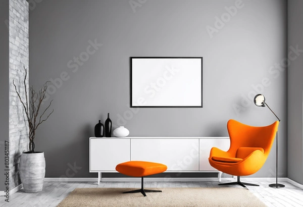 Fototapeta Modern design home interior and mock up frame