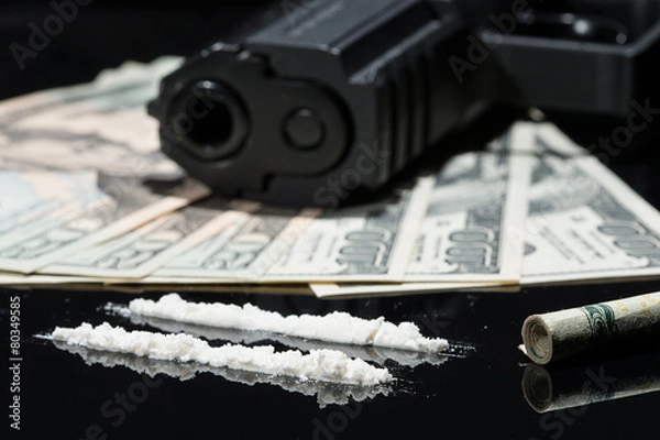 Obraz Illegal drugs , money and guns