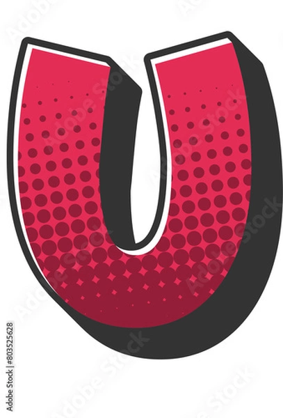 Fototapeta Comic Halftone Alphabet Letter and Number