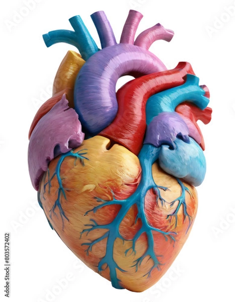Fototapeta Human heart, semi-realistic representation. 3D Synthetic Materials