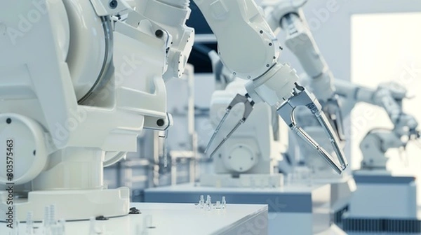 Obraz Robotics: Facilities where robots are used or manufactured, highlighting automation. 