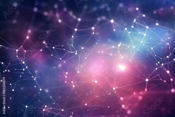 Obraz AIdriven internet networking on abstract plexus background, overhead view, soft light
