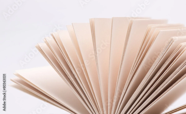 Fototapeta Open book pages in white background, close-up.